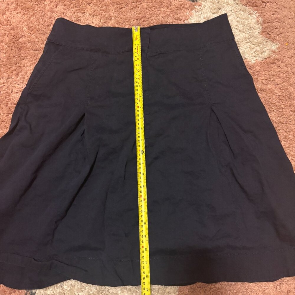 Eileen Fisher Skirt Large L Navy Blue Linen Blend Pleated Knee Length Womens - Picture 7 of 7